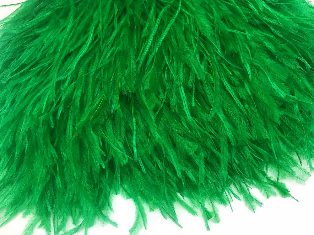 6 Inch Strip - Kelly Green Ostrich Fringe Trim Feather