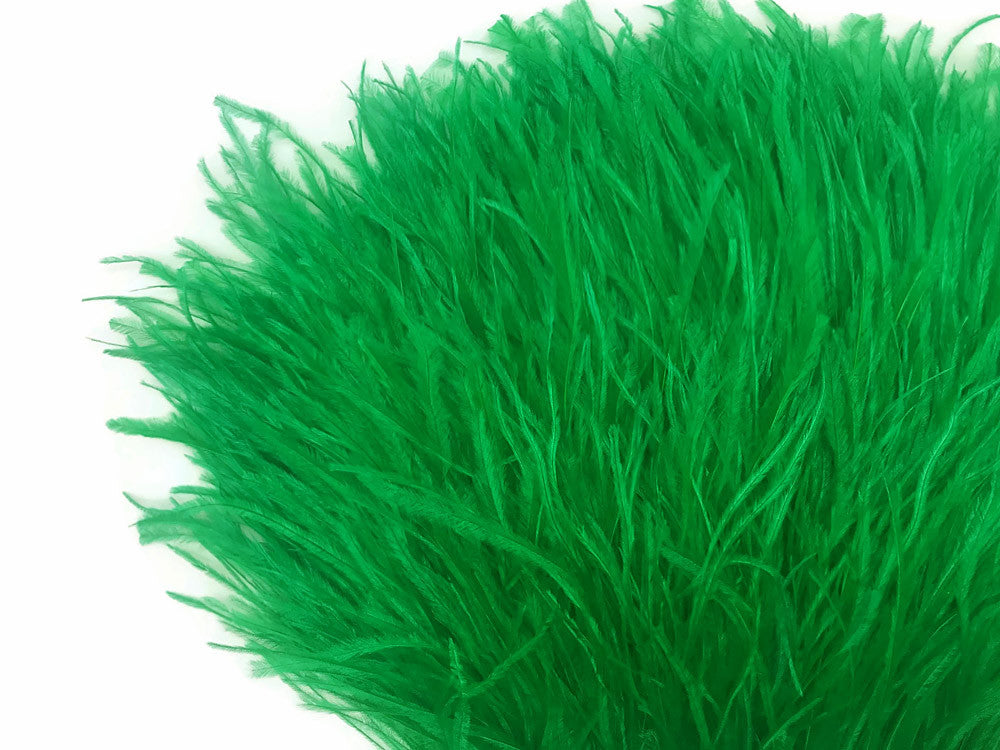 6 Inch Strip - Kelly Green Ostrich Fringe Trim Feather