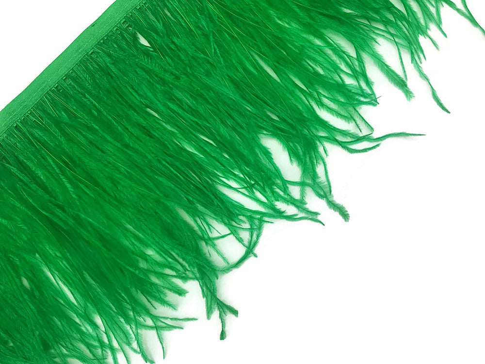 6 Inch Strip - Kelly Green Ostrich Fringe Trim Feather