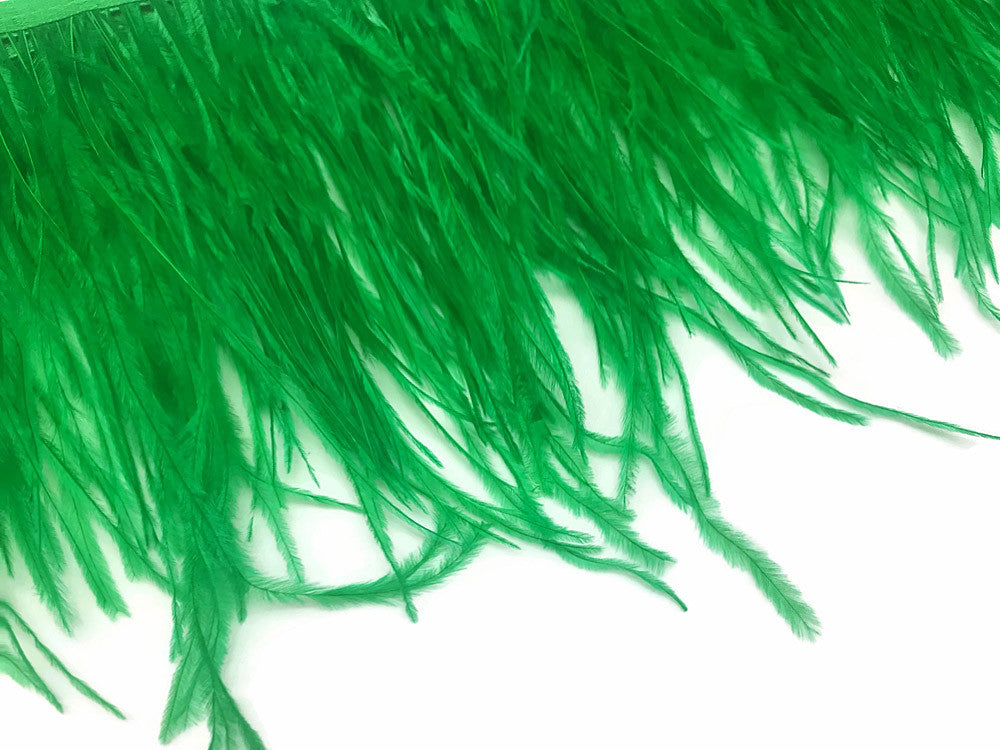 6 Inch Strip - Kelly Green Ostrich Fringe Trim Feather