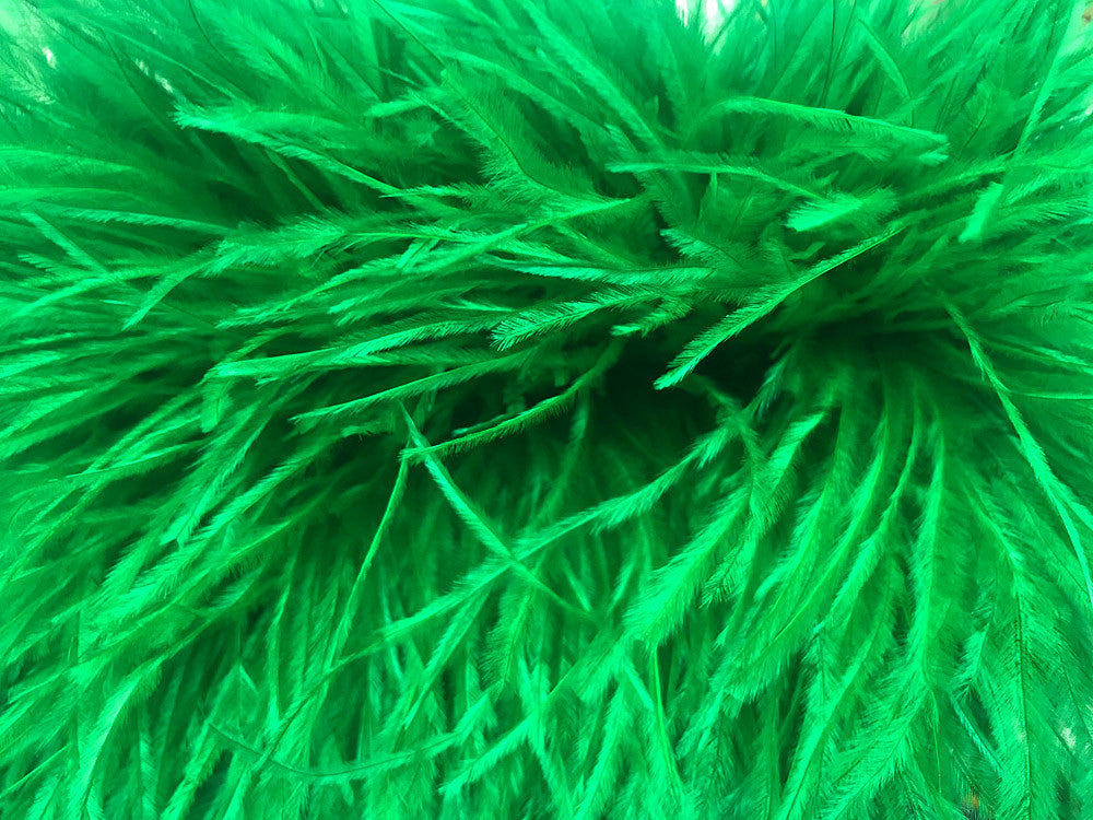 6 Inch Strip - Kelly Green Ostrich Fringe Trim Feather