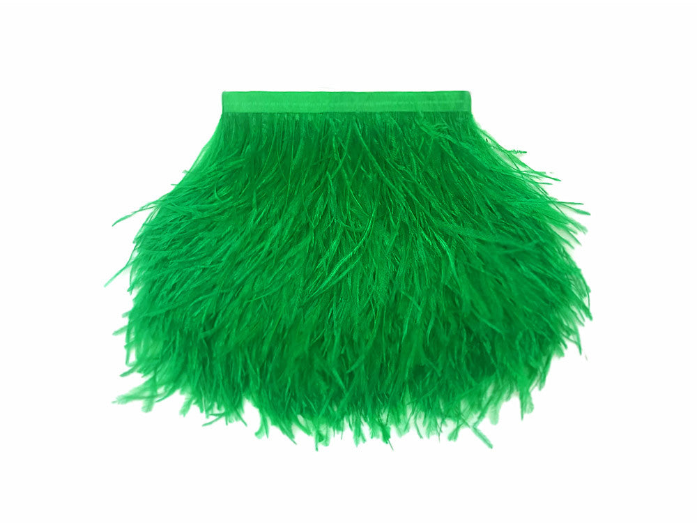 6 Inch Strip - Kelly Green Ostrich Fringe Trim Feather