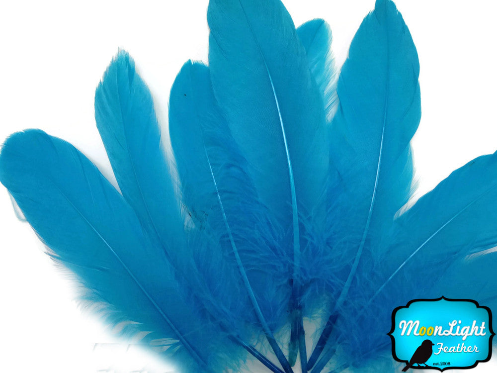 1 Pack - Turquoise Blue Goose Satinettes Loose Feathers 0.3 Oz.