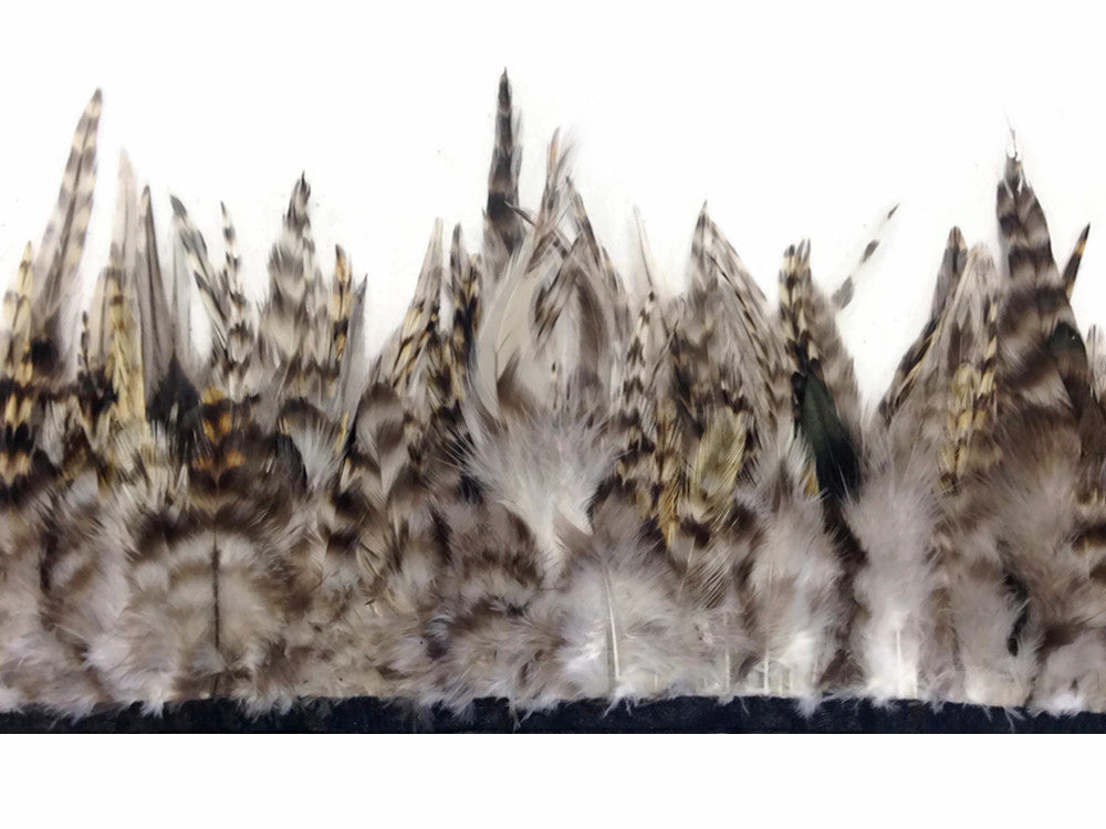 1 Yard - Natural Gray Chinchilla Rooster Feathers Trim