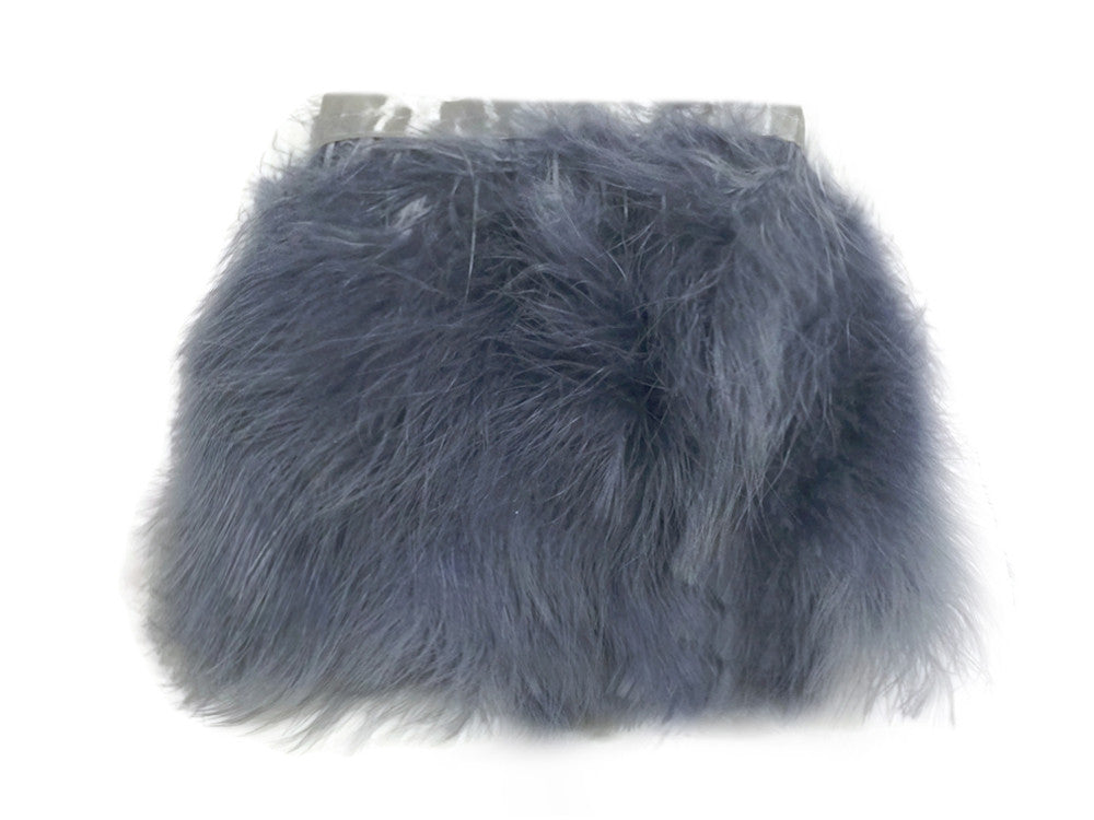 1 Yard - Silver Gray Marabou Turkey Fluff Feather Fringe Trim