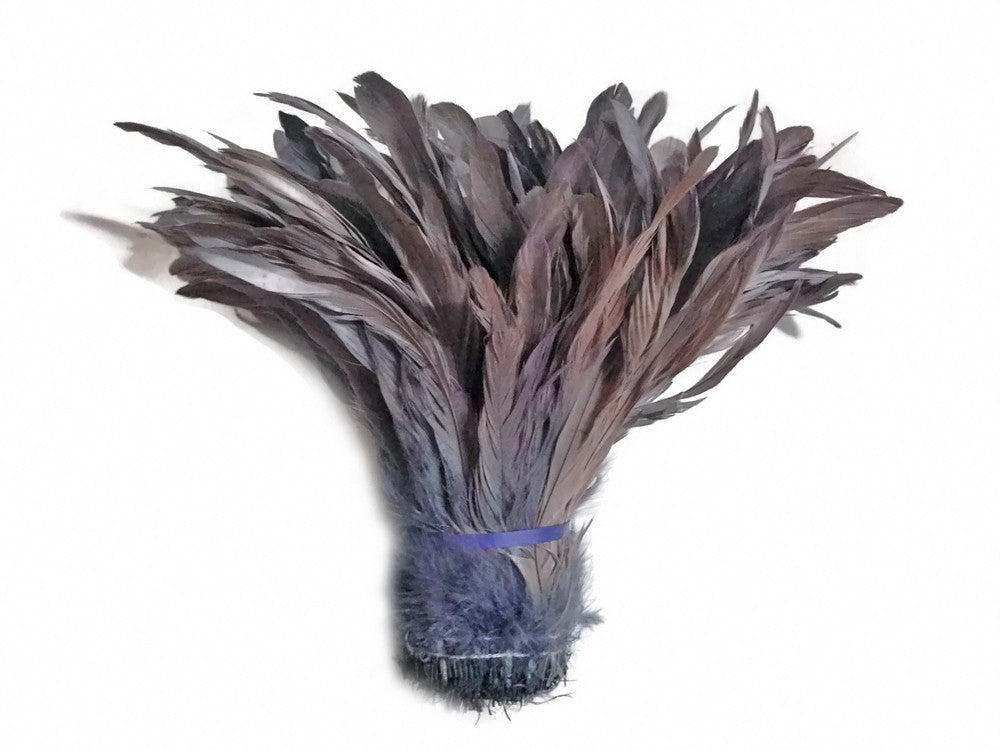 2.5  Inch Strip -  Silver Gray Strung Natural Bleach And Dyed Coque Tails Feathers