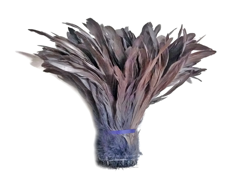 2.5  Inch Strip -  8-10" Silver Gray Strung Natural Bleach And Dyed Coque Tails Feathers