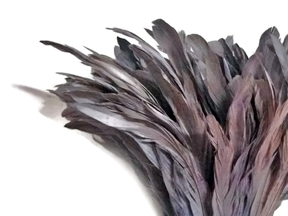 1/2 Yard -  8-10" Silver Gray Strung Natural Bleach & Dyed Rooster Coque Tail Wholesale Feathers (Bulk)