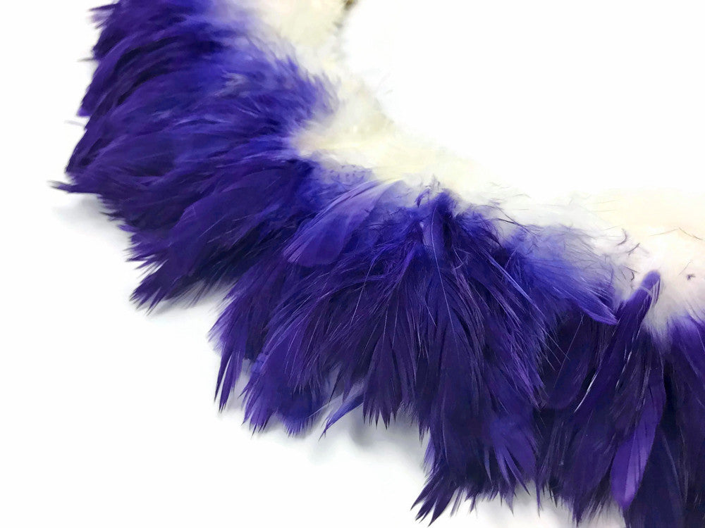 2 Inch Strip - Eggplant Two Tone Bleached & Dyed Strung Rooster Schlappen Feathers