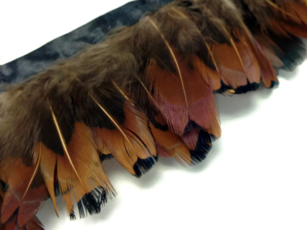 1 Yard - Heart Ringneck Pheasant Plumage Feather Trim