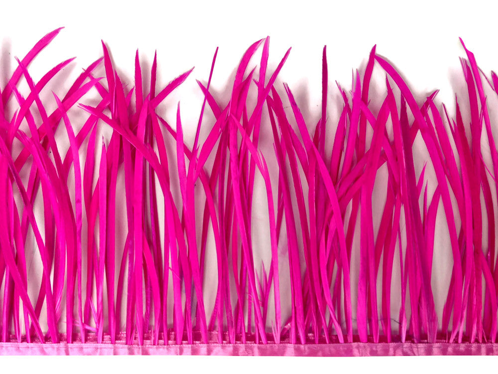 1 Yard - Hot Pink Goose Biots Stripped Wing Wholesale Feather Trim