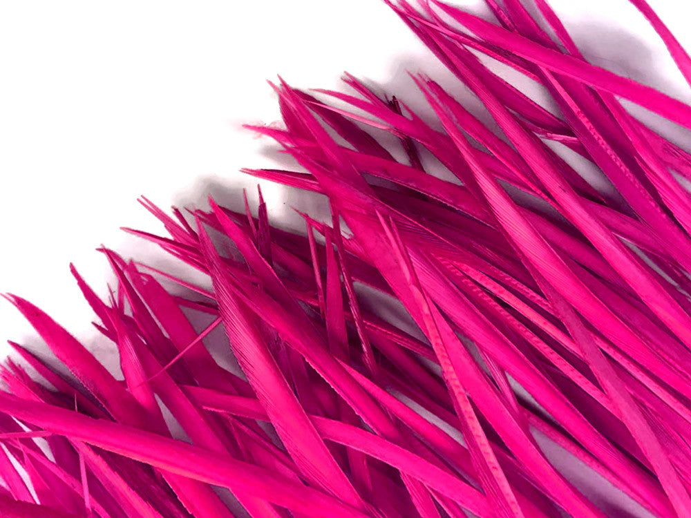 1 Yard - Hot Pink Goose Biots Stripped Wing Wholesale Feather Trim