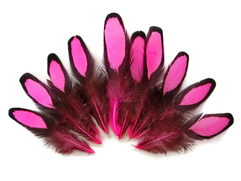 1 Dozen - Hot Pink Whiting Farms Laced Hen Saddle Feathers