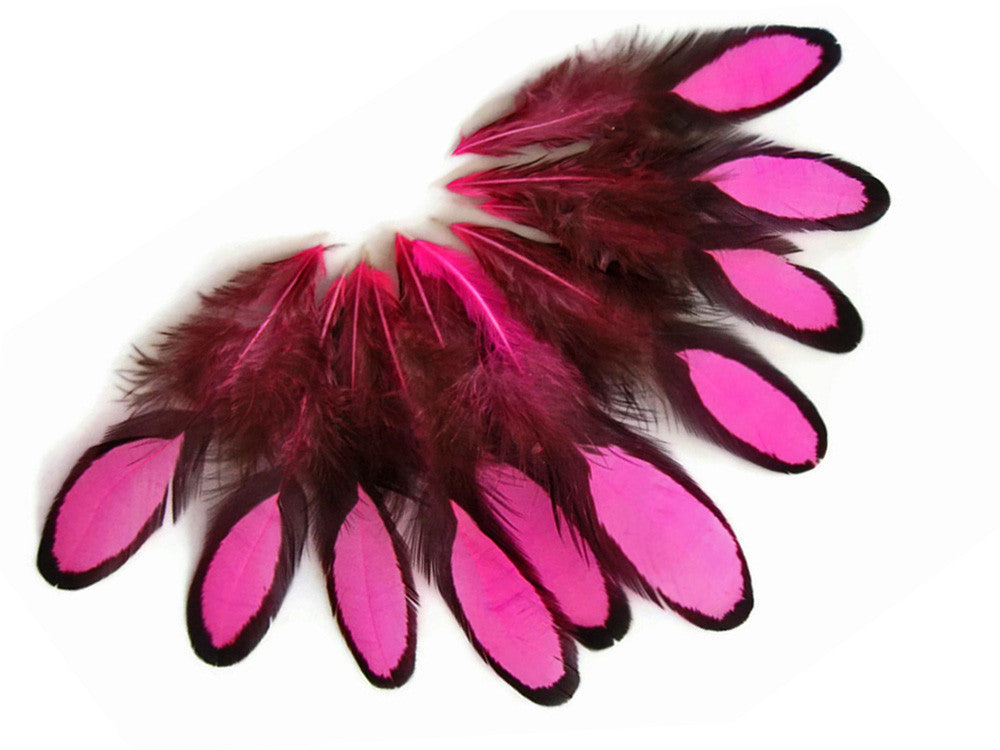 1 Dozen - Hot Pink Whiting Farms Laced Hen Saddle Feathers