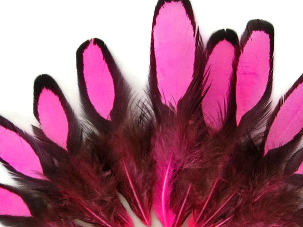 1 Dozen - Hot Pink Whiting Farms Laced Hen Saddle Feathers