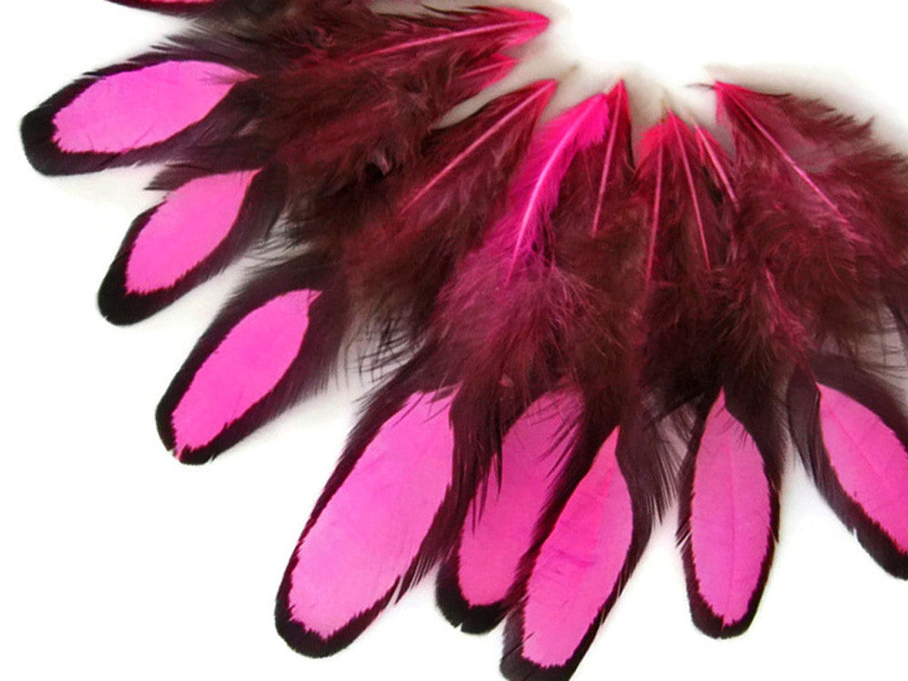 1 Dozen - Hot Pink Whiting Farms Laced Hen Saddle Feathers