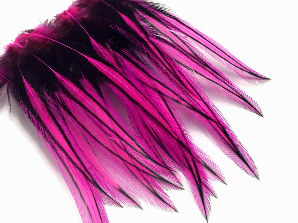 10 Pieces - Hot Pink Dyed BLW Laced Long Rooster Cape Whiting Farms Feathers