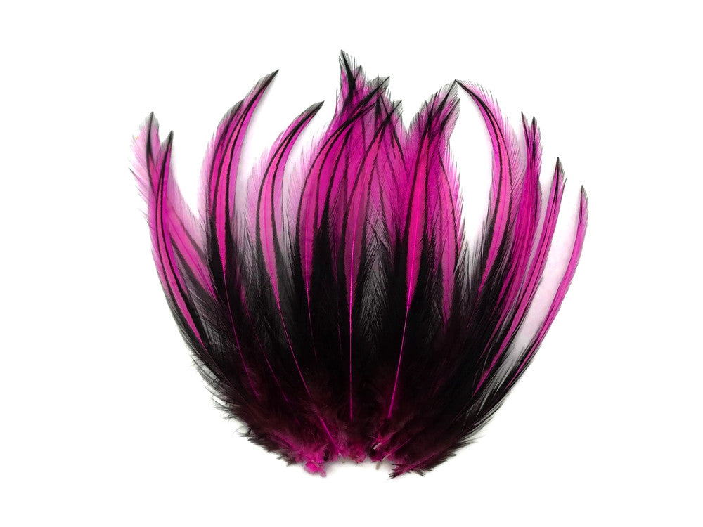 10 Pieces - Hot Pink Dyed BLW Laced Long Rooster Cape Whiting Farms Feathers