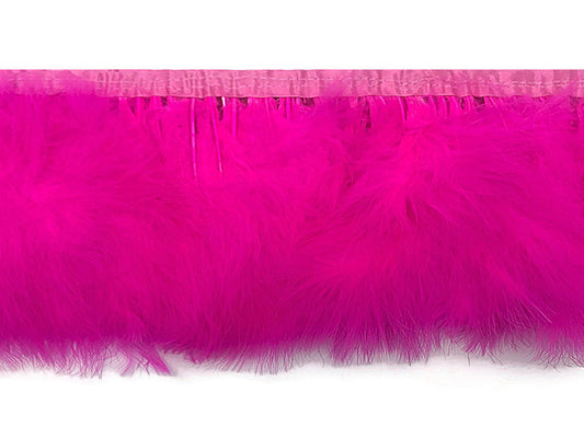 1 Yard - Hot Pink Marabou Turkey Fluff Feather Fringe Trim