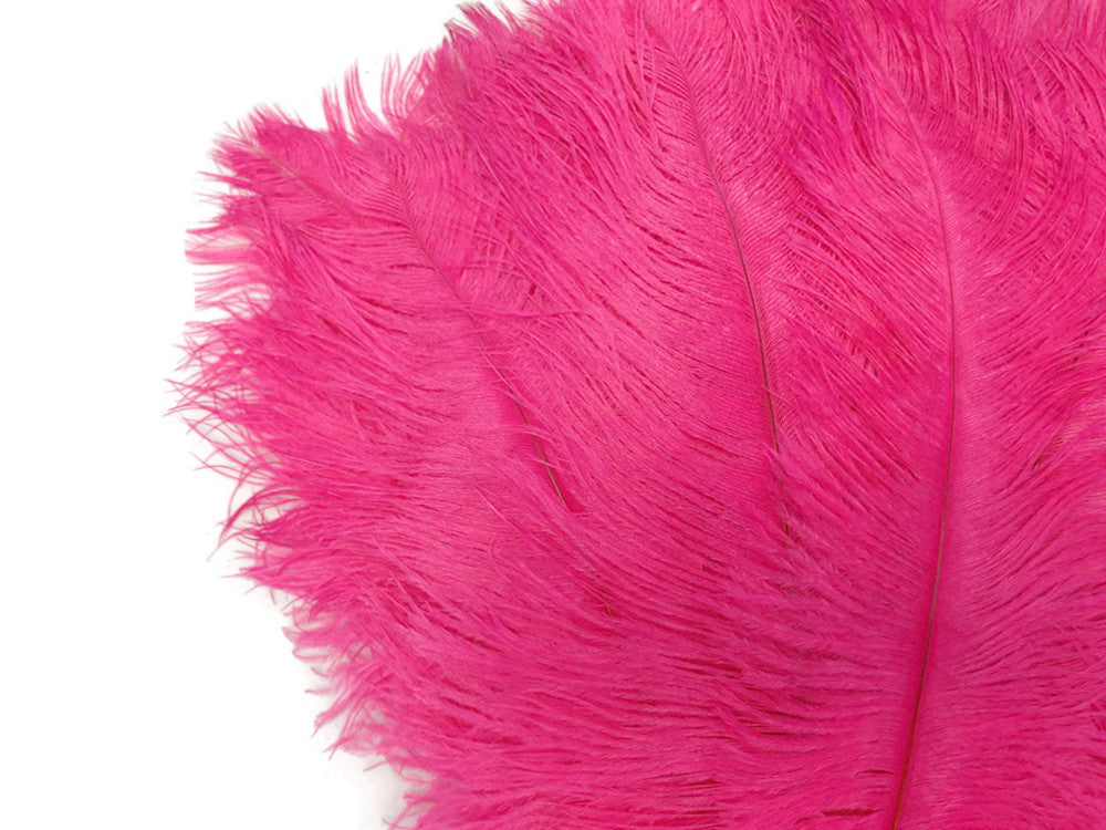 100 Pieces - 8-10" Hot Pink Ostrich Dyed Drab Body Wholesale Feathers (Bulk)