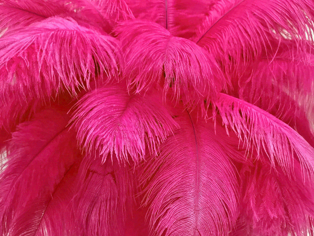 100 Pieces - 8-10" Hot Pink Ostrich Dyed Drab Body Wholesale Feathers (Bulk)