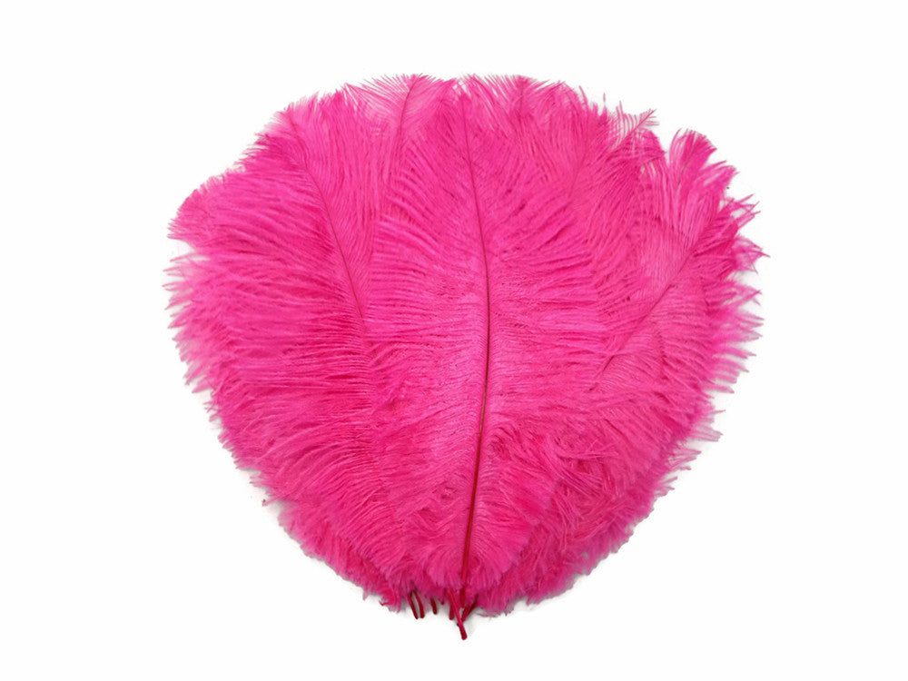 10 Pieces - 8-10" Hot Pink Ostrich Dyed Drabs Feathers