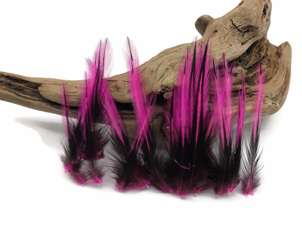 10 Pieces - Hot Pink Dyed BLW Laced Short Rooster Cape Whiting Farms Feathers