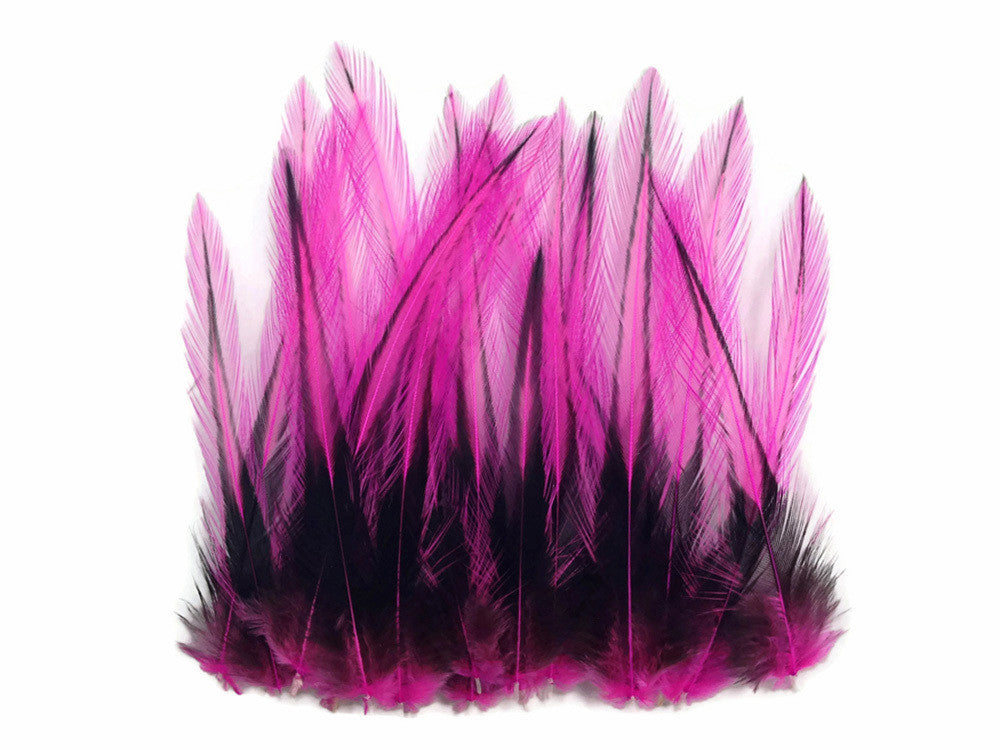 10 Pieces - Hot Pink Dyed BLW Laced Short Rooster Cape Whiting Farms Feathers