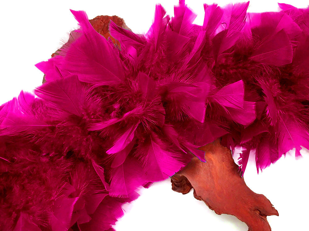 2 Yards - Hot Pink Heavy Weight Turkey Flat Feather Boa, 150 Gram