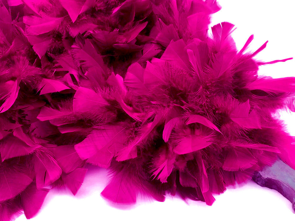 2 Yards - Hot Pink Heavy Weight Turkey Flat Feather Boa, 150 Gram