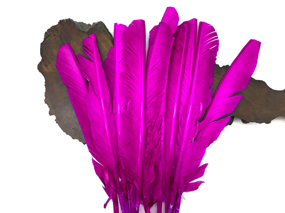 6 Pieces - Hot Pink Turkey Pointers Primary Wing Quill Large Feathers