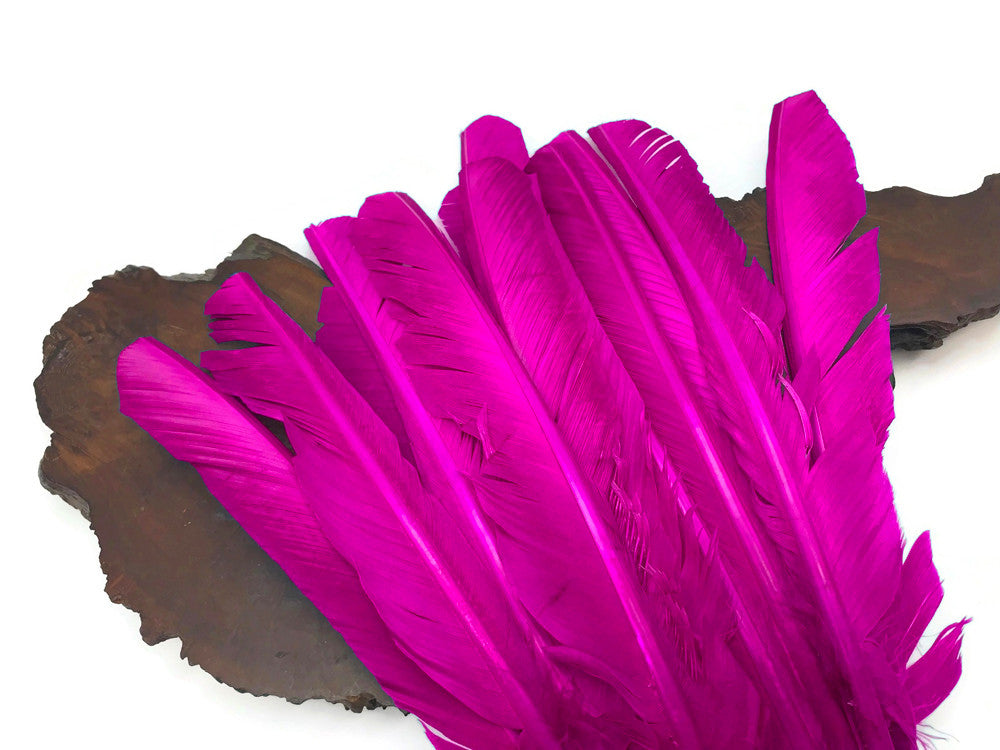 1/4 Lb - Hot Pink Turkey Pointers Primary Wing Quill Large Wholesale Feathers (Bulk)