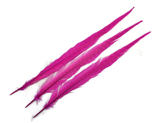 10 Pieces - 18-22" Hot Pink Bleached and Dyed Long Ringneck Pheasant Tail Feathers