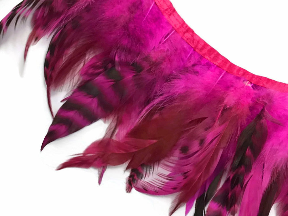 1 Yard - Hot Pink Chinchilla Rooster Schlappen Feather Trim