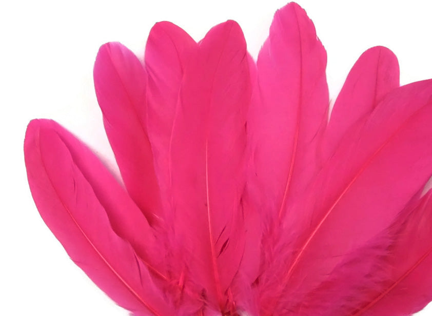 1/4 lbs. - Hot Pink Goose Satinettes Pallet Soft Wing Quill Wholesale Feathers (Bulk)