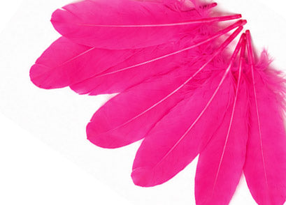 1/4 lbs. - Hot Pink Goose Satinettes Pallet Soft Wing Quill Wholesale Feathers (Bulk)