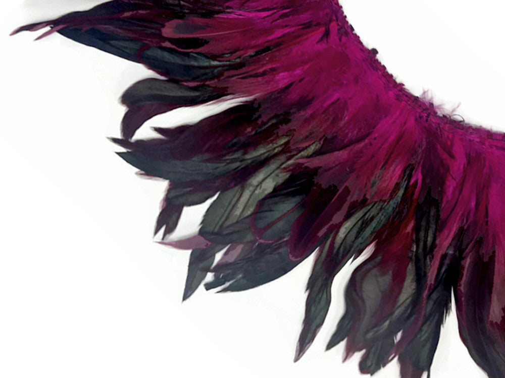 4 Inch Strip - Hot Pink Dyed Half Bronze Strung Rooster Schlappen Feathers