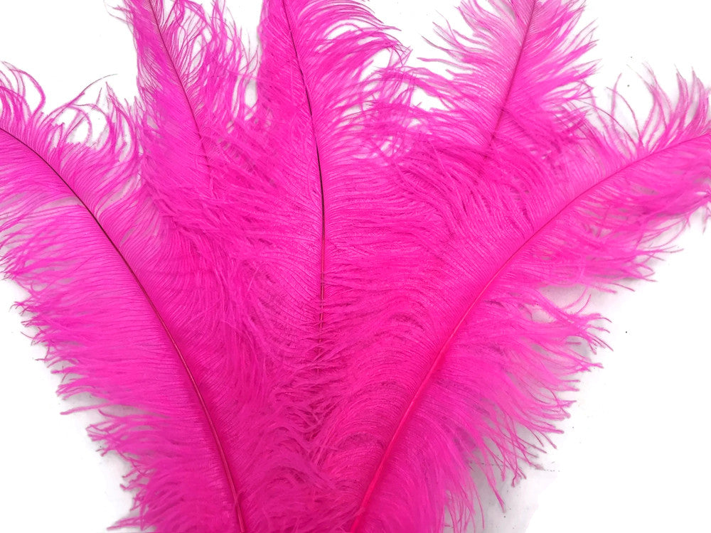 10 Pieces - 20-28" Hot Pink Ostrich Spads Large Wing Feathers