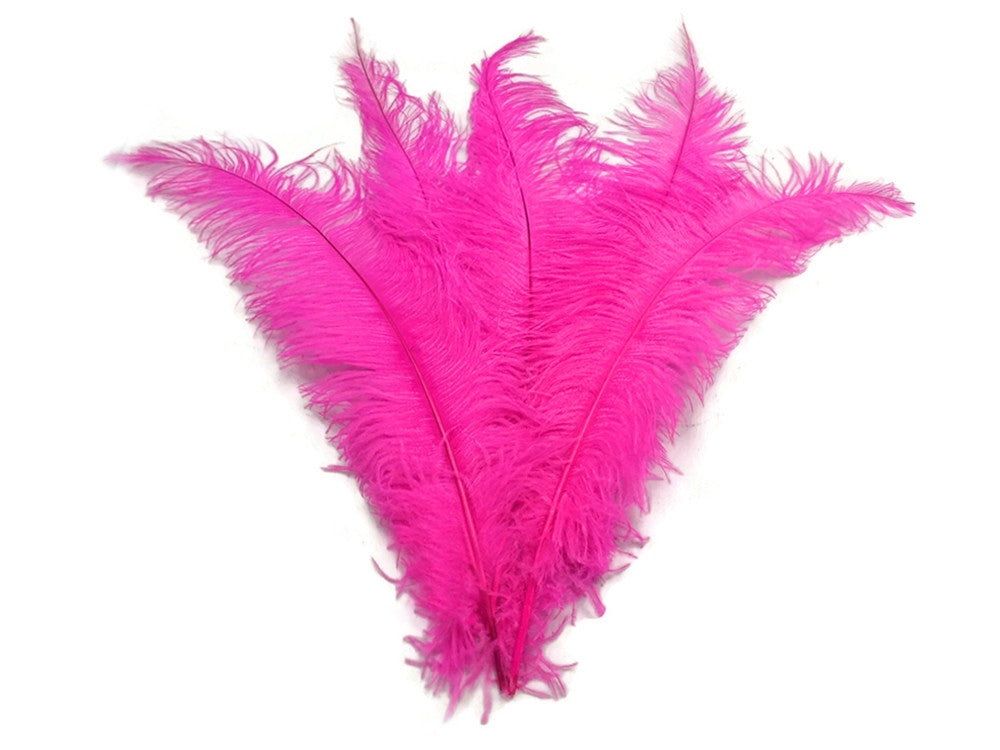 10 Pieces - 20-28" Hot Pink Ostrich Spads Large Wing Feathers