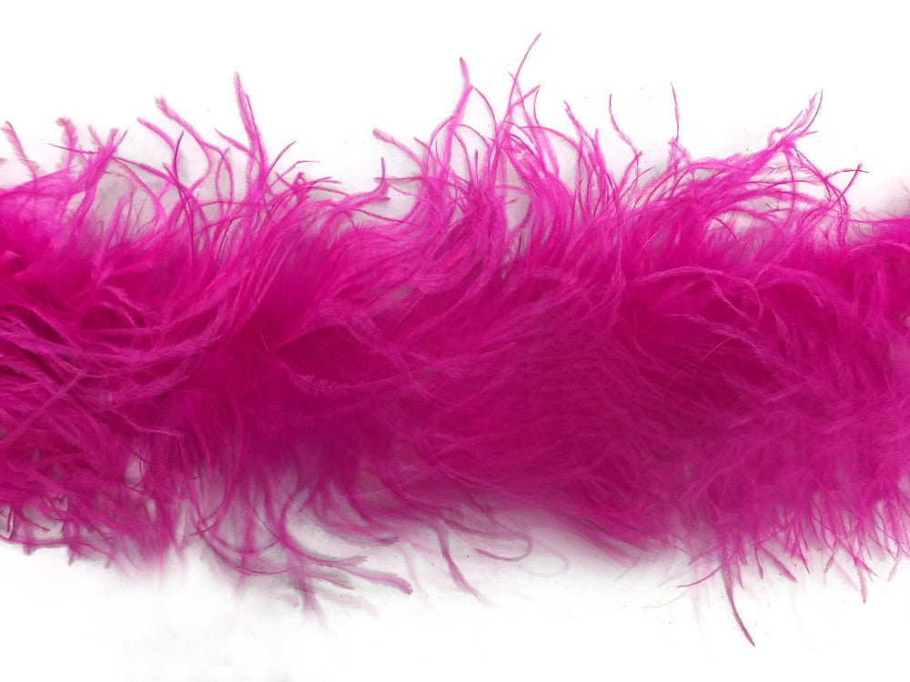 2 Yards - Hot Pink 2 Ply Ostrich Medium Weight Fluffy Feather Boa