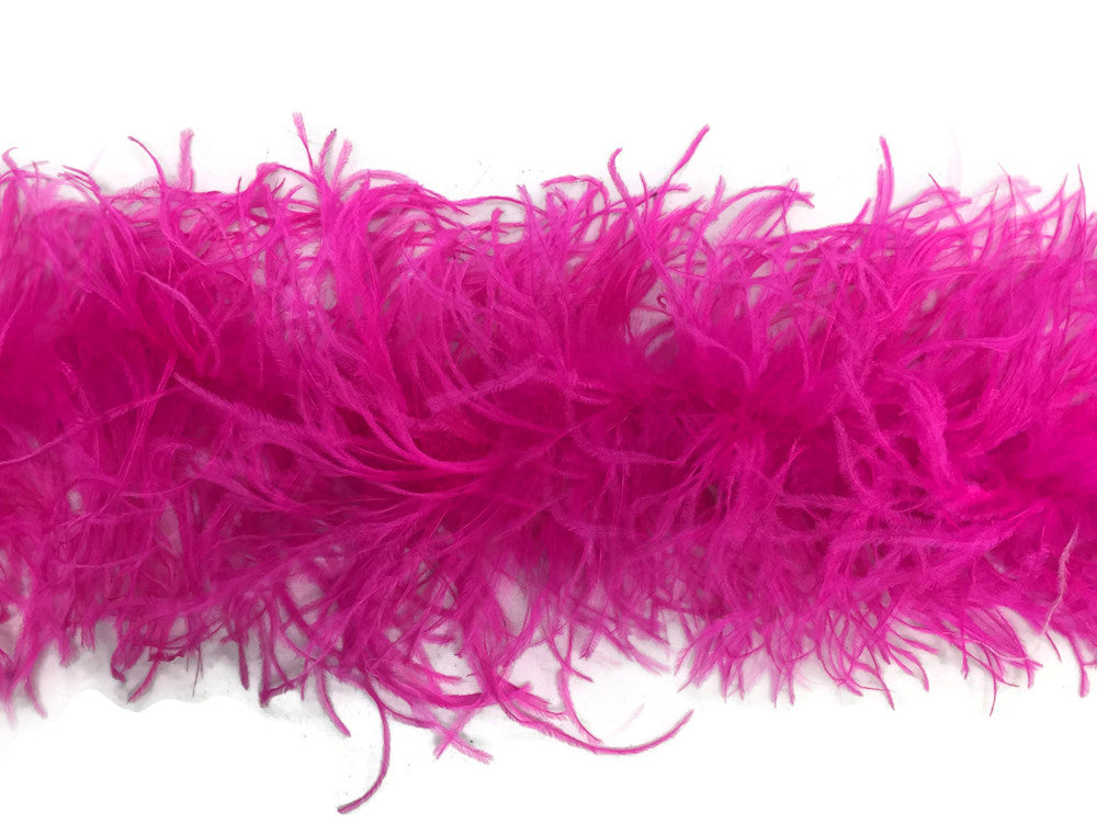 2 Yards - Hot Pink 3 Ply Ostrich Medium Weight Fluffy Feather Boa