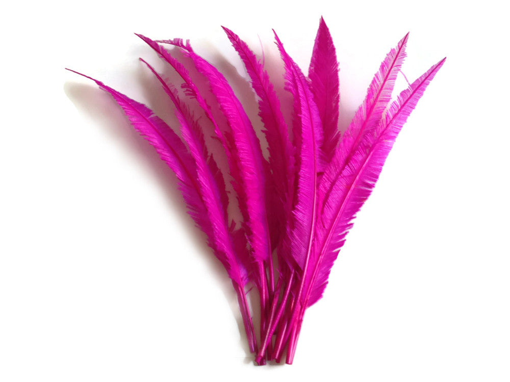 5 Pieces - Hot Pink Long Ostrich Nandu Trimmed Feathers