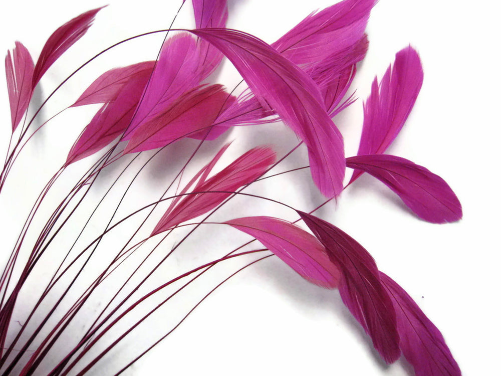 1 Yard - Hot Pink Stripped Coque Tail Feathers Wholesale Trim (Bulk)