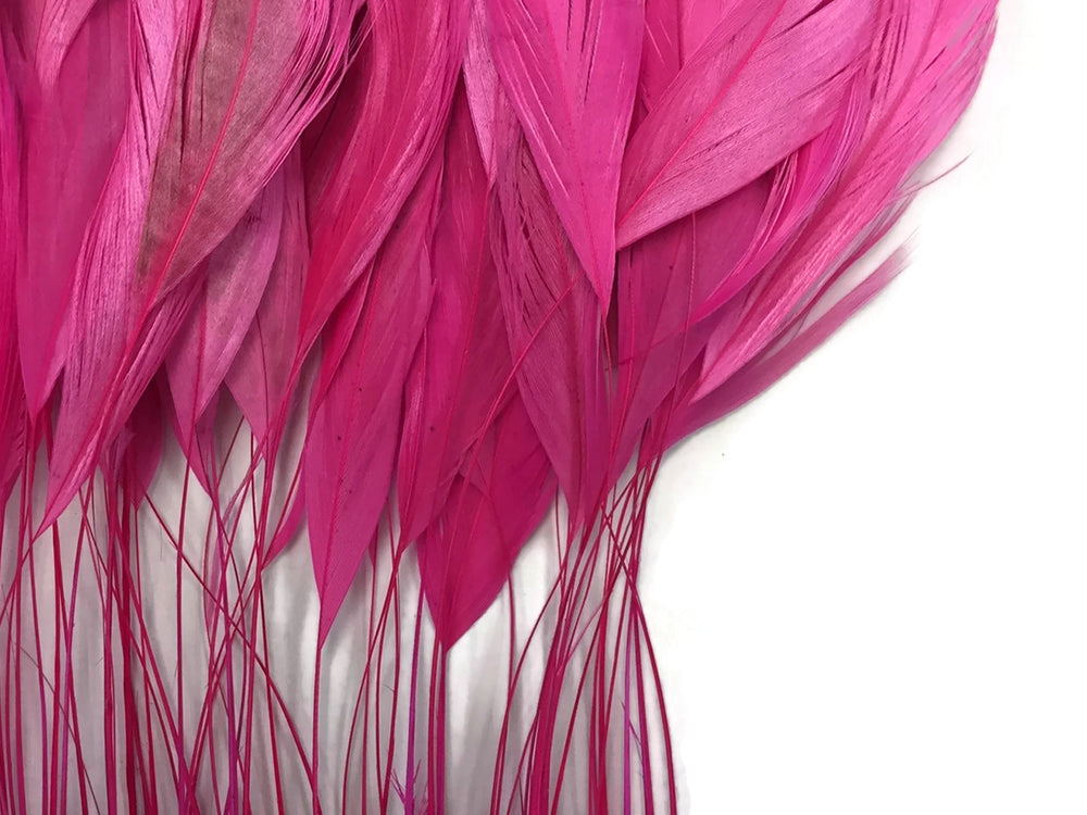 1 Yard - Hot Pink Stripped Coque Tail Feathers Wholesale Trim (Bulk)