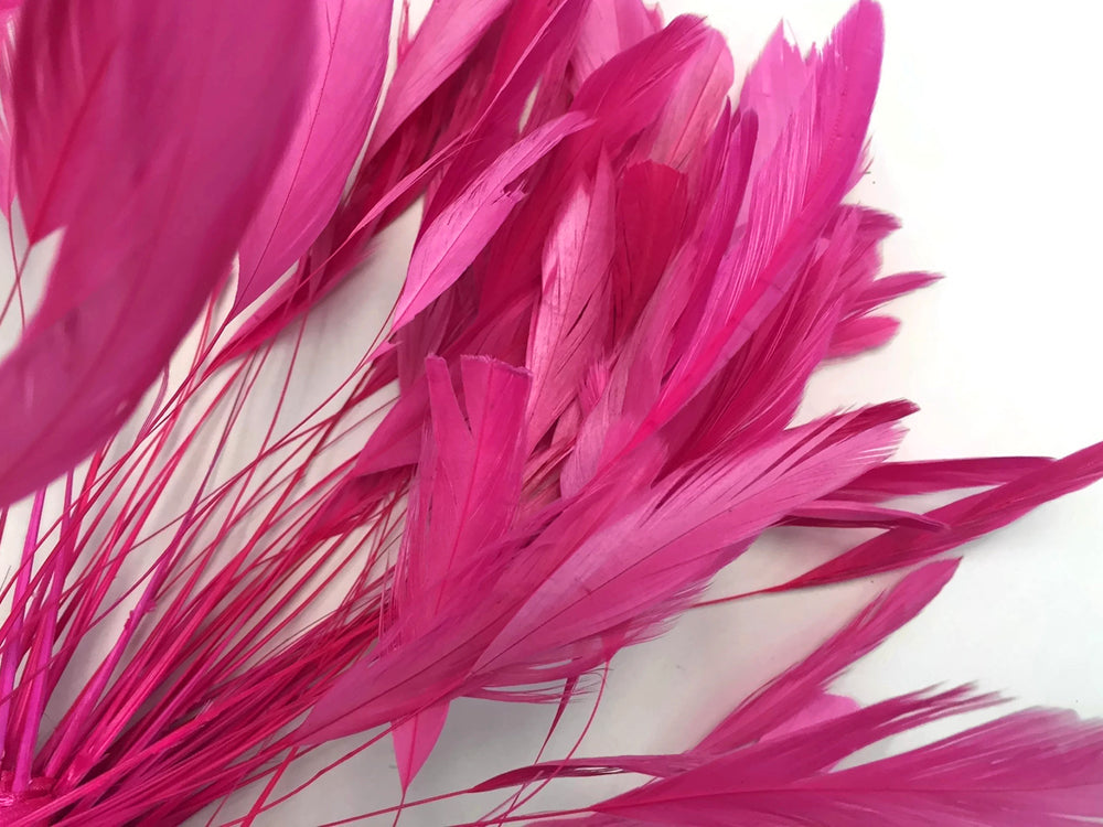 1 Yard - Hot Pink Stripped Coque Tail Feathers Wholesale Trim (Bulk)