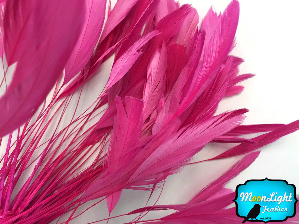 1 Yard - Hot Pink Stripped Coque Tail Feathers Wholesale Trim (Bulk)