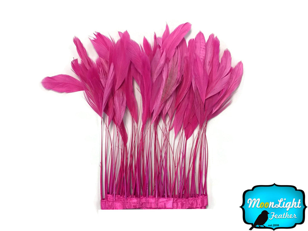 1 Dozen - Hot Pink Stripped Rooster Coque Tail Feathers