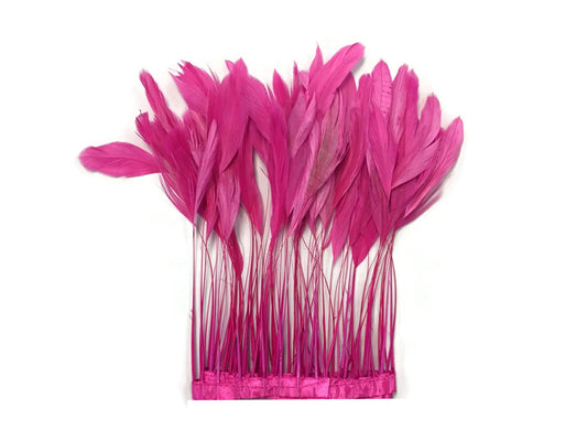 1 Yard - Hot Pink Stripped Coque Tail Feathers Wholesale Trim (Bulk)