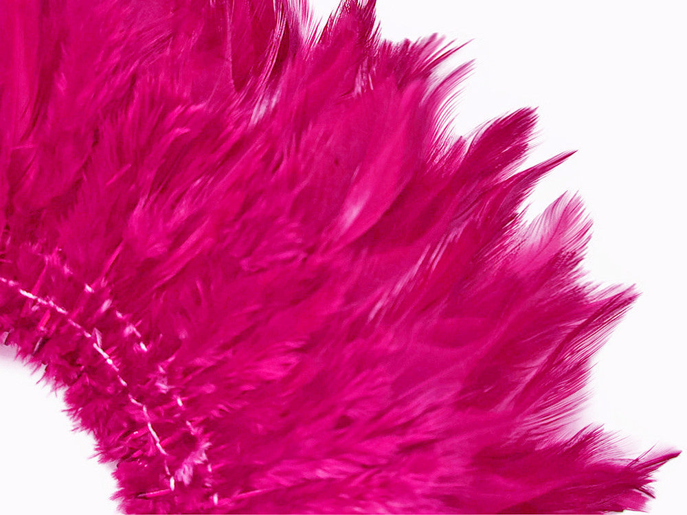 1 Yard – 4-6” Dyed Hot Pink Strung Chinese Rooster Saddle Wholesale Feathers (Bulk) 