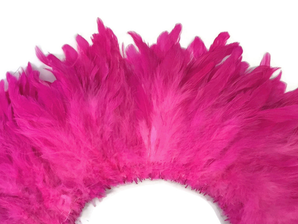 1 Yard - Hot Pink Bleached & Dyed Strung Rooster Schlappen Wholesale Feathers (Bulk)